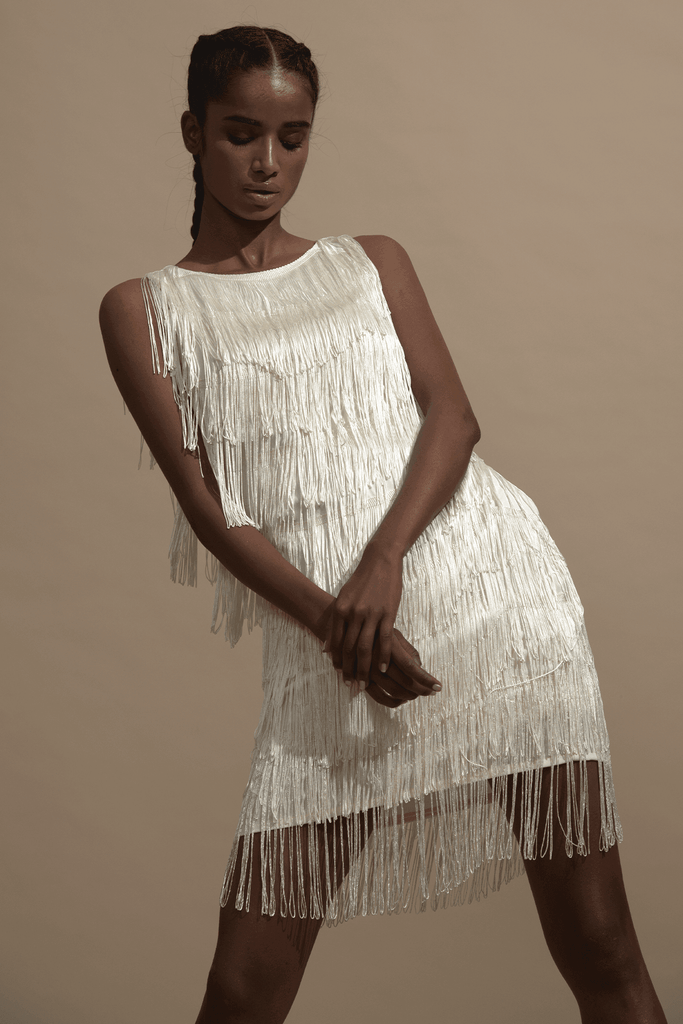 IVORY FRINGE DRESS - dash and dot dash and dot
