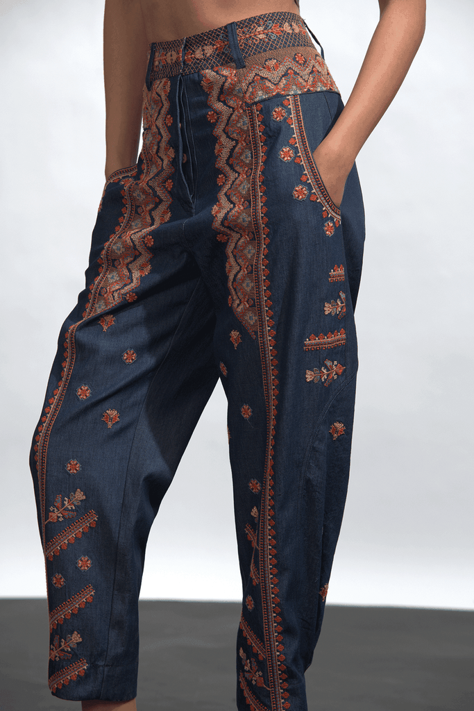 DENIM EMBROIDERED PANT - dash and dot dash and dot