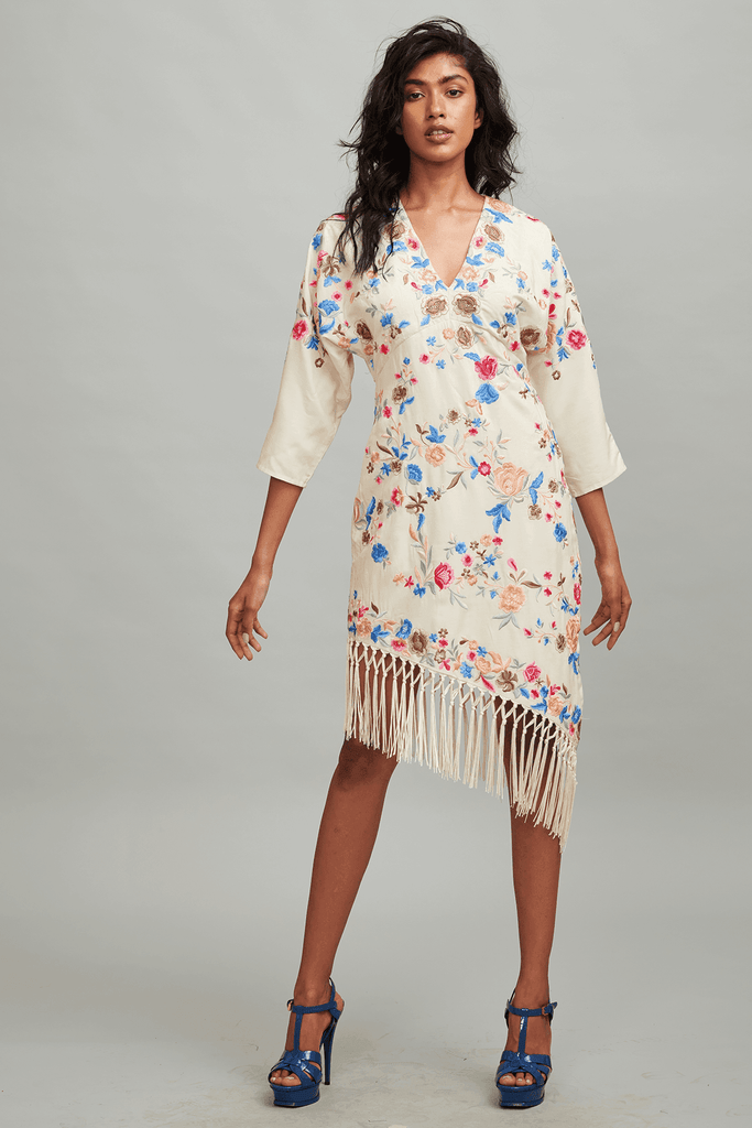 MULTICOLOUR FRINGE HEM DRESS - dash and dot dash and dot