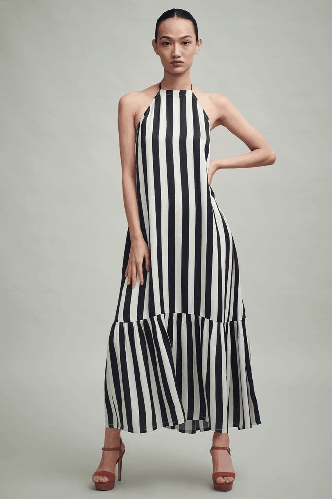 B&W STRIPE HALTER MAXI - dash and dot dash and dot