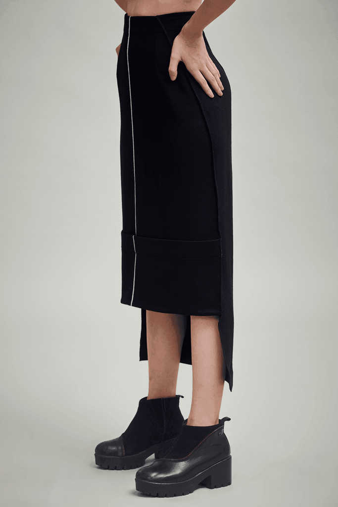 BLACK PONTE HIGH LOW SKIRT - dash and dot dash and dot