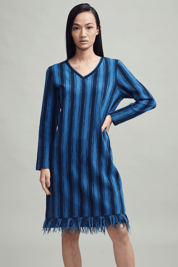 INDIGO STRIPE DRESS - dash and dot dash and dot