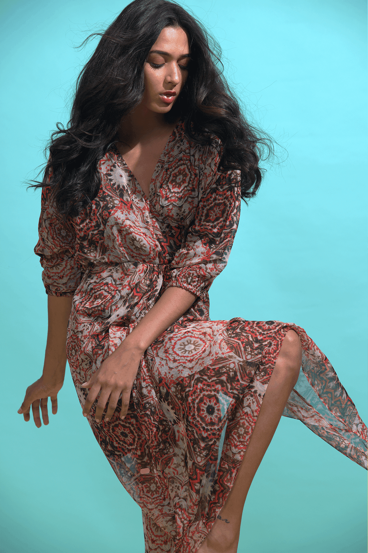 PRINTED WRAP DRESS - dash and dot