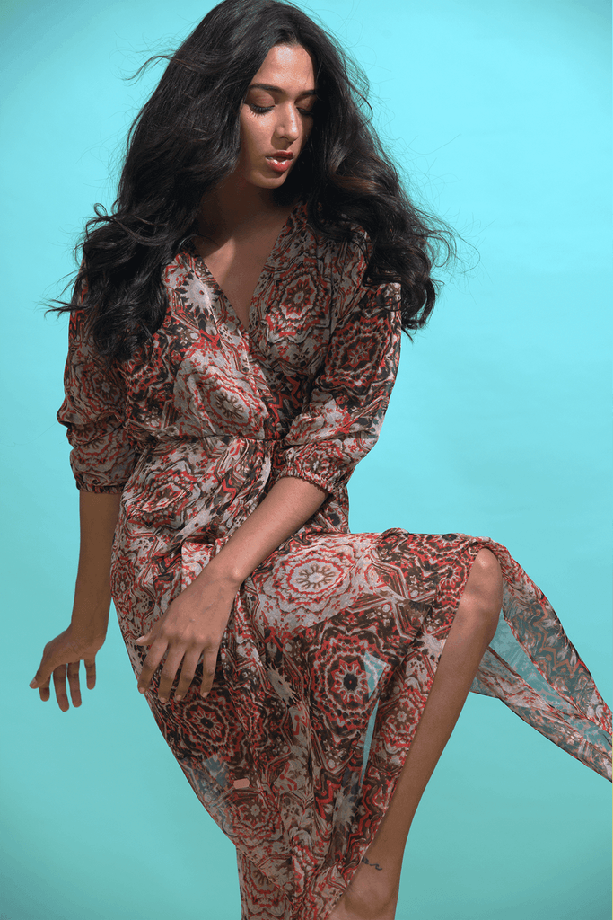 PRINTED WRAP DRESS - dash and dot dash and dot