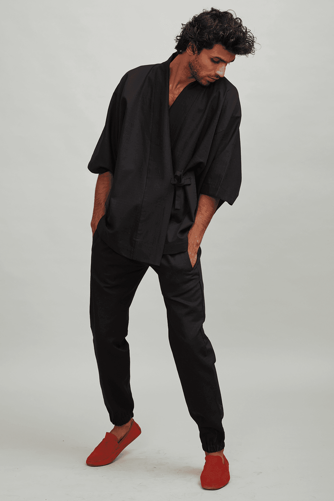 LINEN MEN'S KIMONO - dash and dot dash and dot
