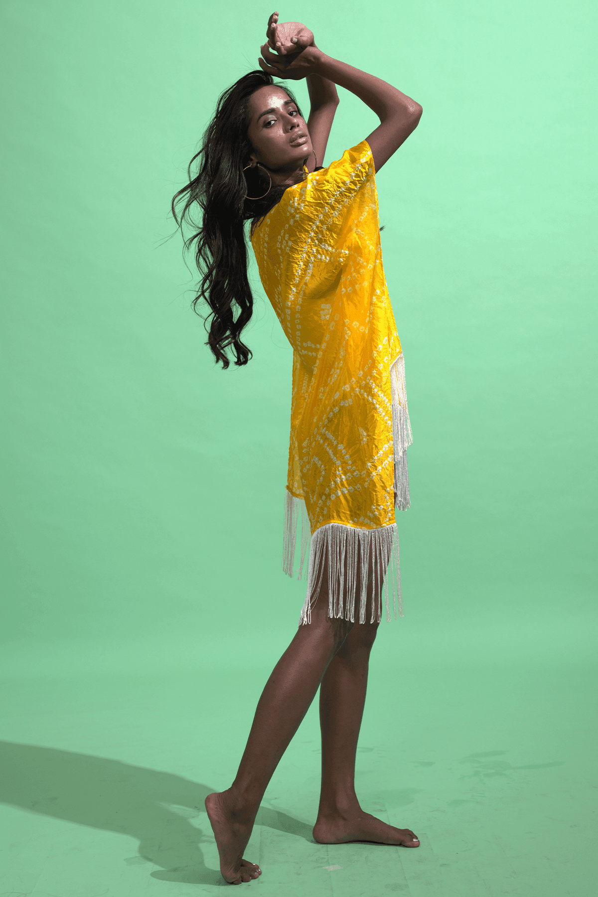 BANDHANI FRINGE KAFTAN TOP - dash and dot