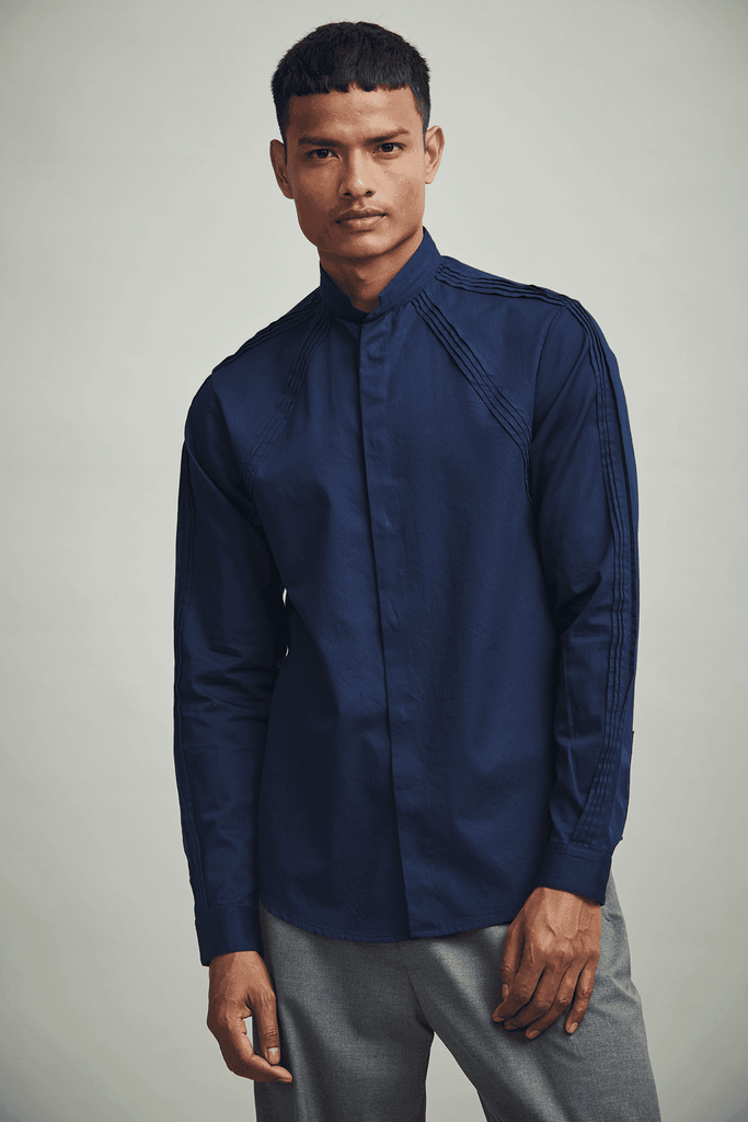 IRREGULAR PLEATED SHIRT - dash and dot dash and dot