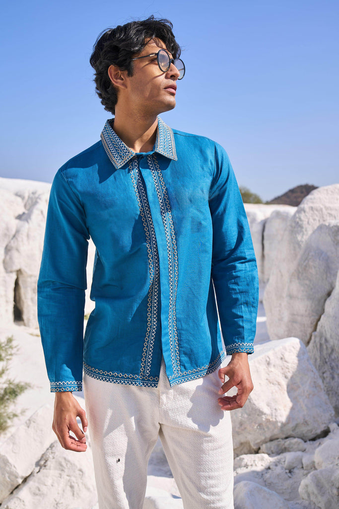 CONTRAST STITCH SHIRT - dash and dot dash and dot