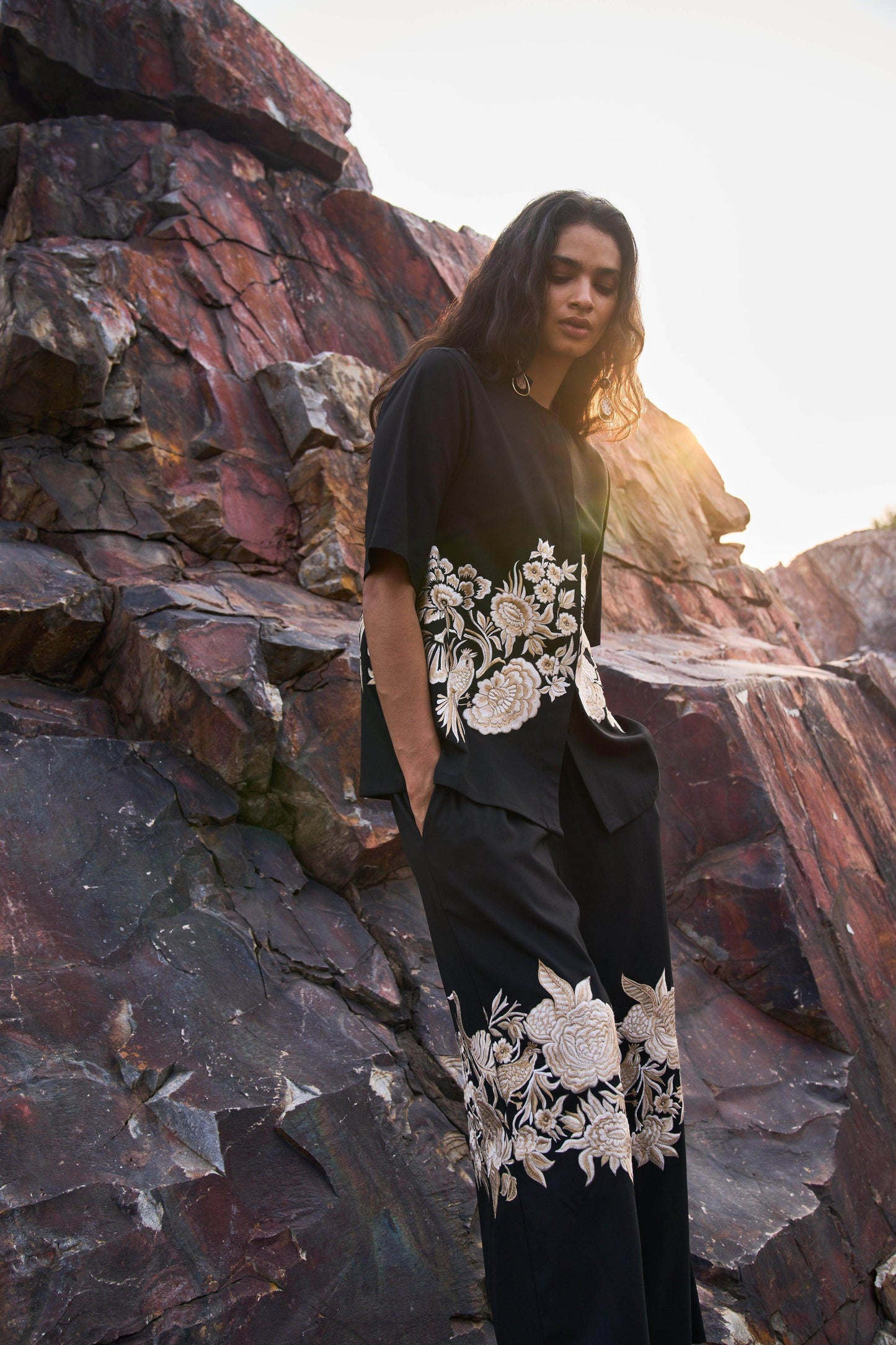 PLACEMENT EMBROIDERED PANT - dash and dot