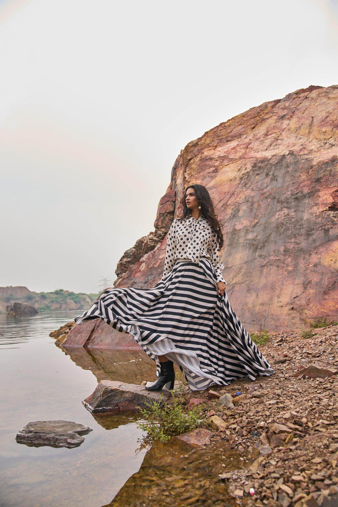 STRIPED MAXI SKIRT - dash and dot dash and dot