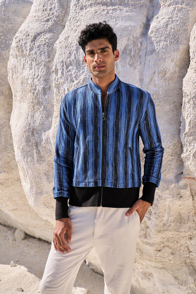 KNIT STRIPE BOMBER JACKET - dash and dot dash and dot