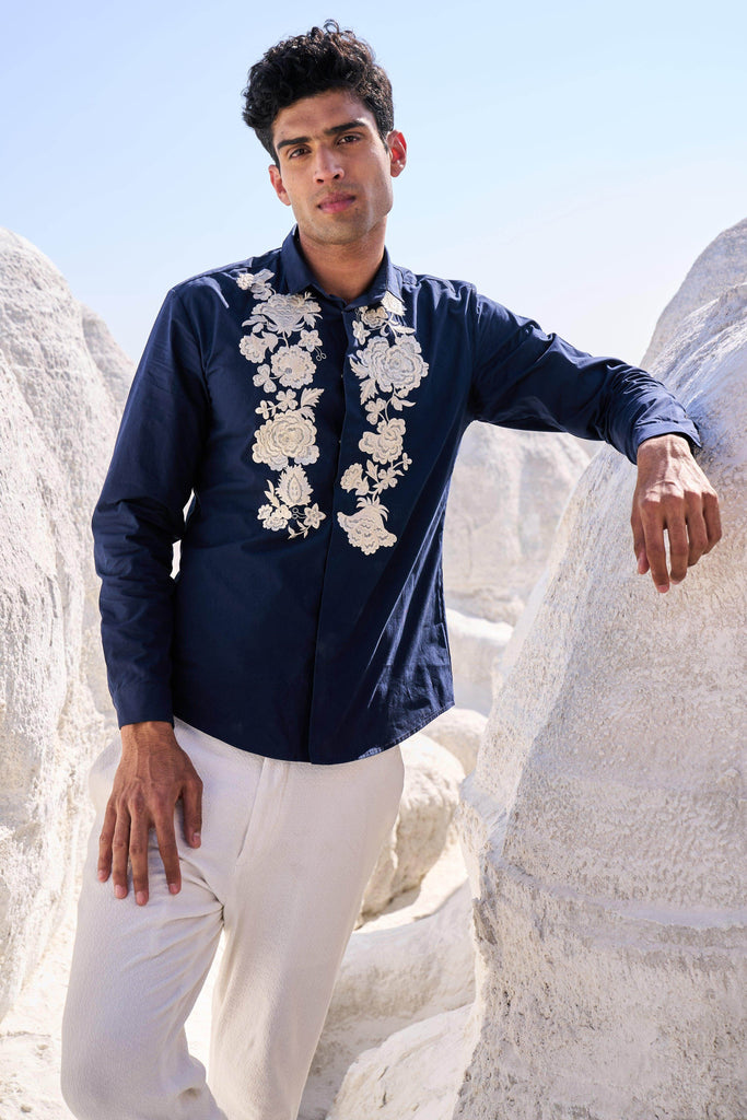 EMBROIDERED BLUE SHIRT - dash and dot dash and dot