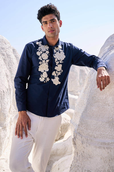 EMBROIDERED BLUE SHIRT - dash and dot