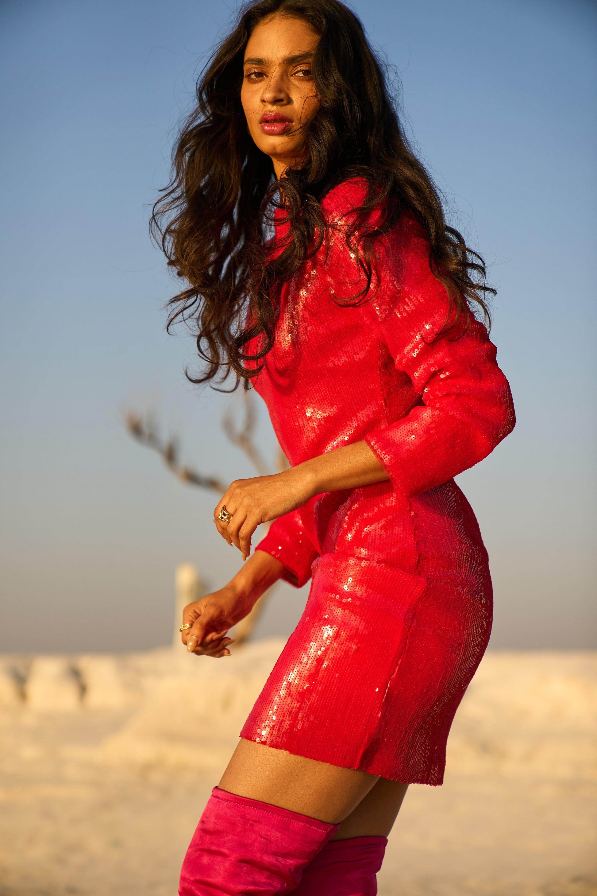 RED SEQUIN DRESS - dash and dot