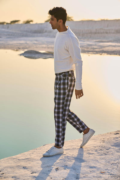 CHECKED VICTORIAN BUCKLE PANT - dash and dot