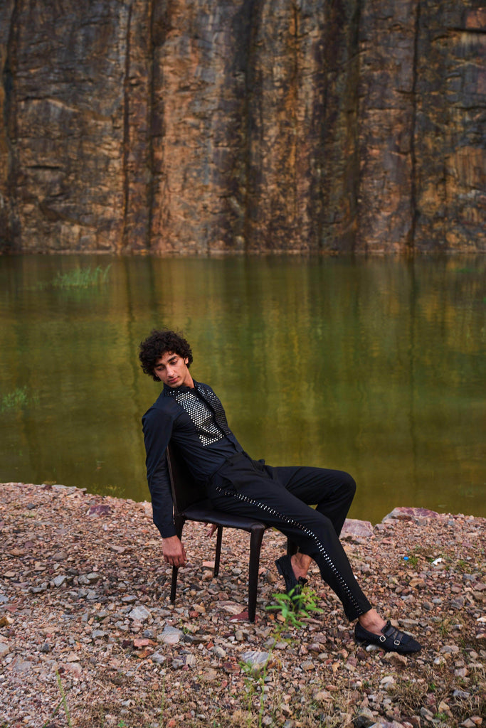 MIRROR EMBROIDERED BIB SHIRT - dash and dot dash and dot