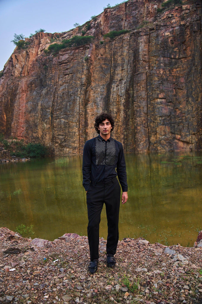 MIRROR EMBROIDERED BIB SHIRT - dash and dot dash and dot