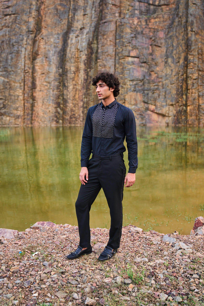 MIRROR EMBROIDERED BIB SHIRT - dash and dot dash and dot