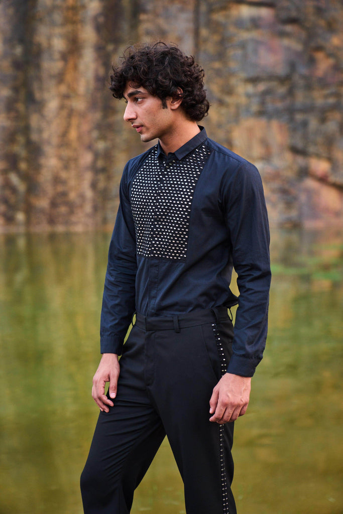 MIRROR EMBROIDERED BIB SHIRT - dash and dot dash and dot