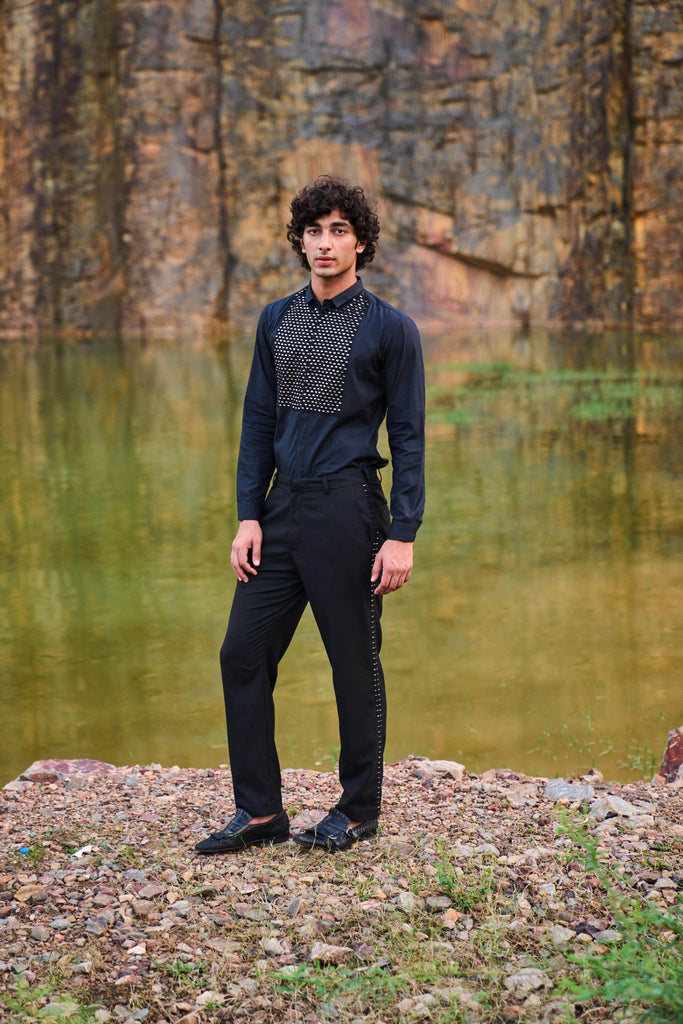 MIRROR EMBROIDERED BIB SHIRT - dash and dot dash and dot