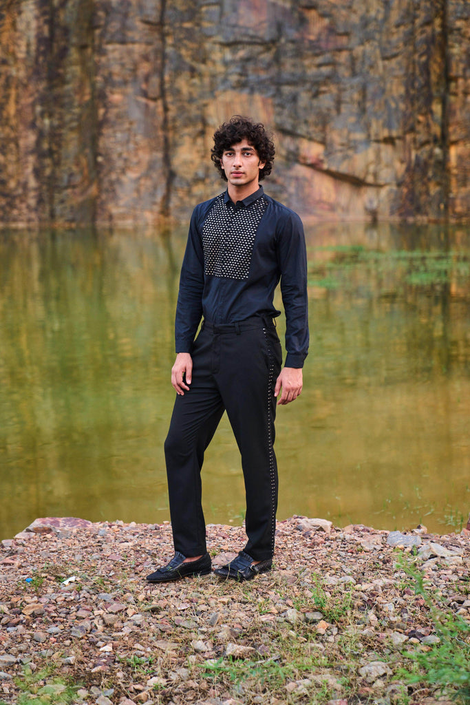 MIRROR EMBROIDERED BIB SHIRT - dash and dot dash and dot