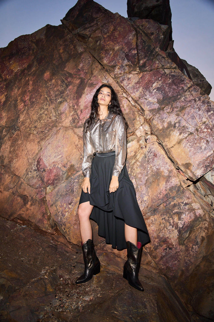 HIGH/LOW DRAPE SKIRT - dash and dot dash and dot