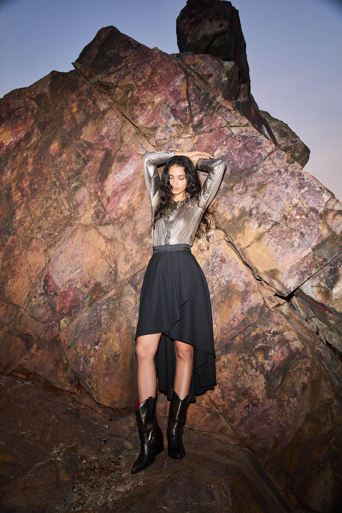 HIGH/LOW DRAPE SKIRT - dash and dot dash and dot