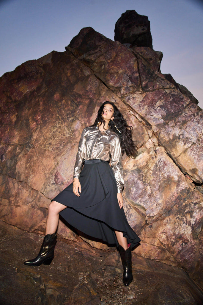 HIGH/LOW DRAPE SKIRT - dash and dot dash and dot