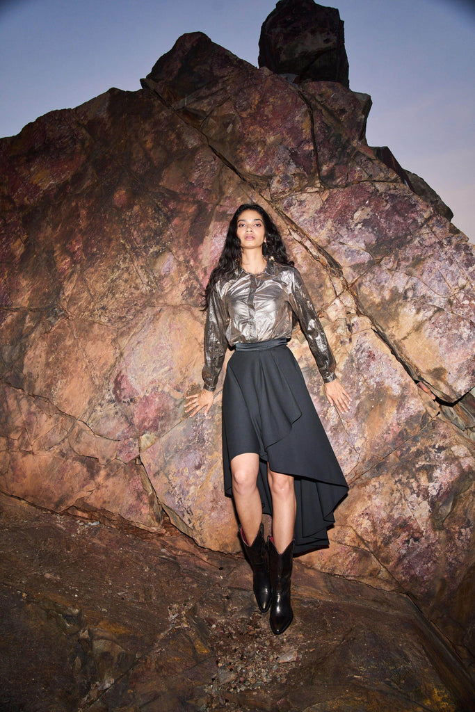 HIGH/LOW DRAPE SKIRT - dash and dot dash and dot