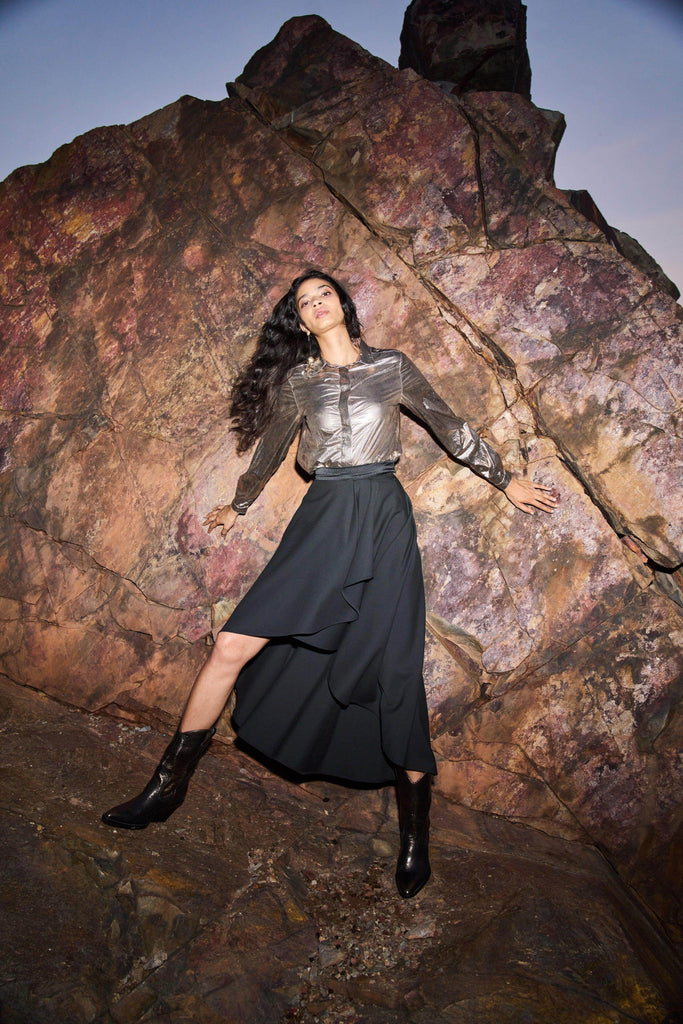 HIGH/LOW DRAPE SKIRT - dash and dot dash and dot