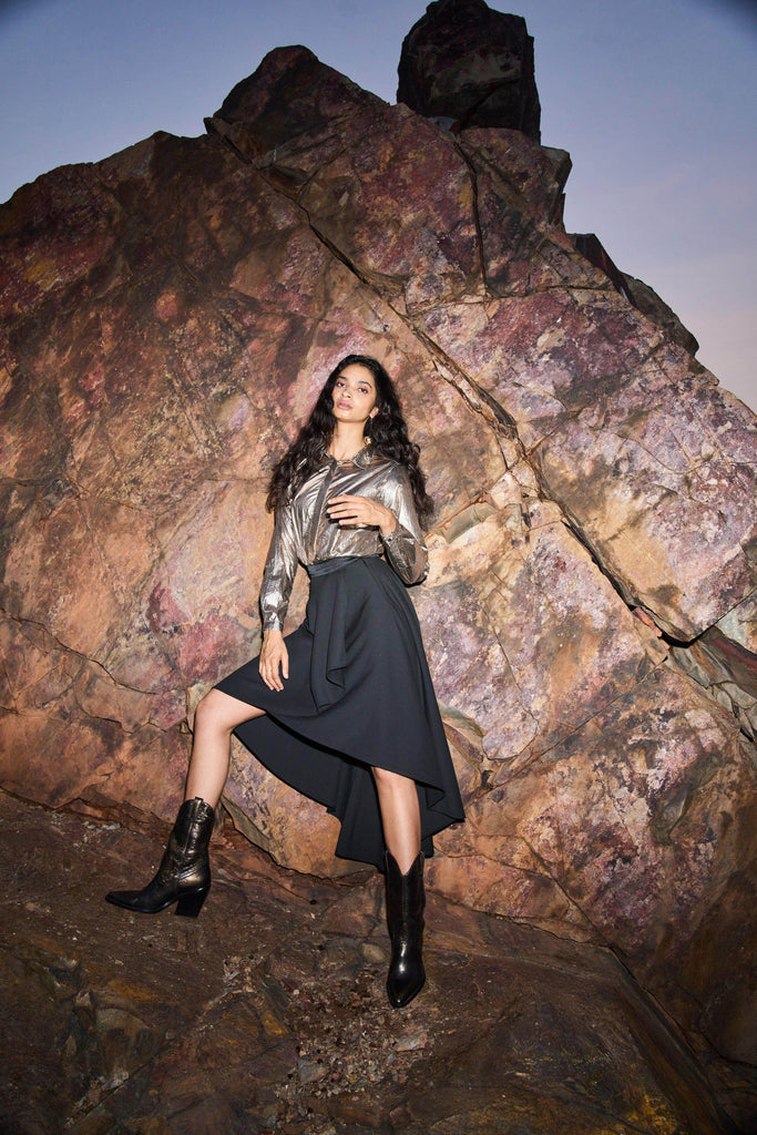 HIGH/LOW DRAPE SKIRT - dash and dot dash and dot