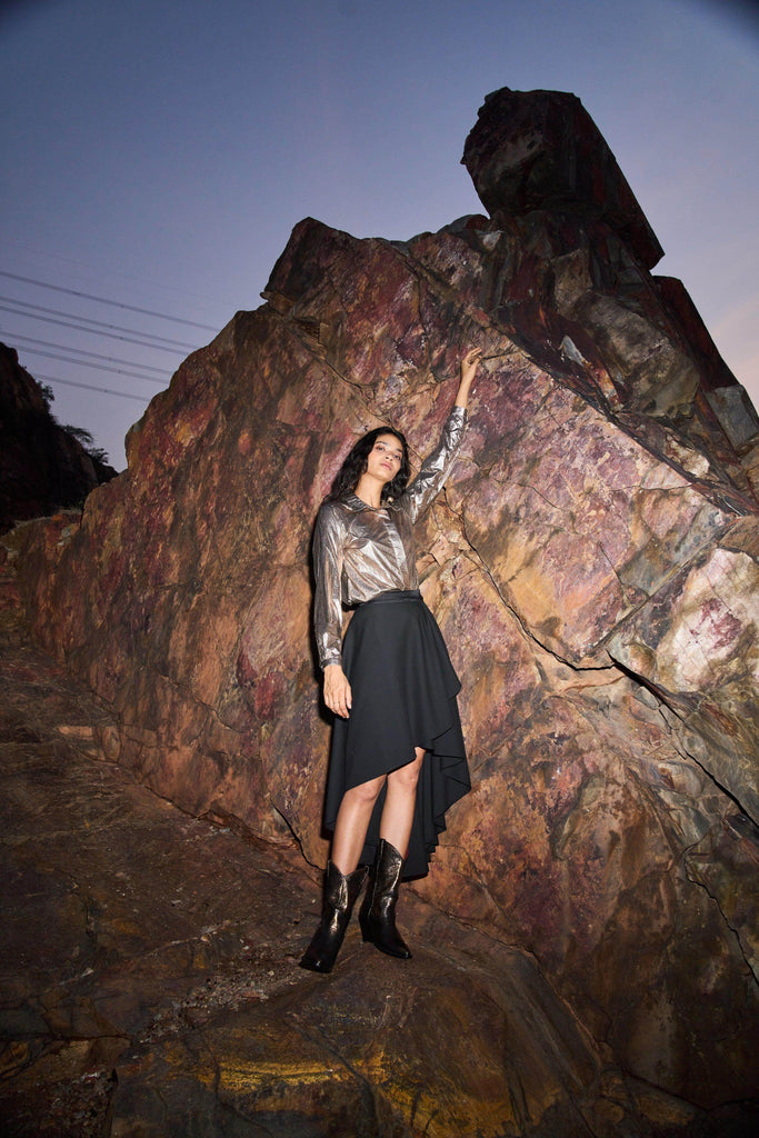 HIGH/LOW DRAPE SKIRT - dash and dot dash and dot