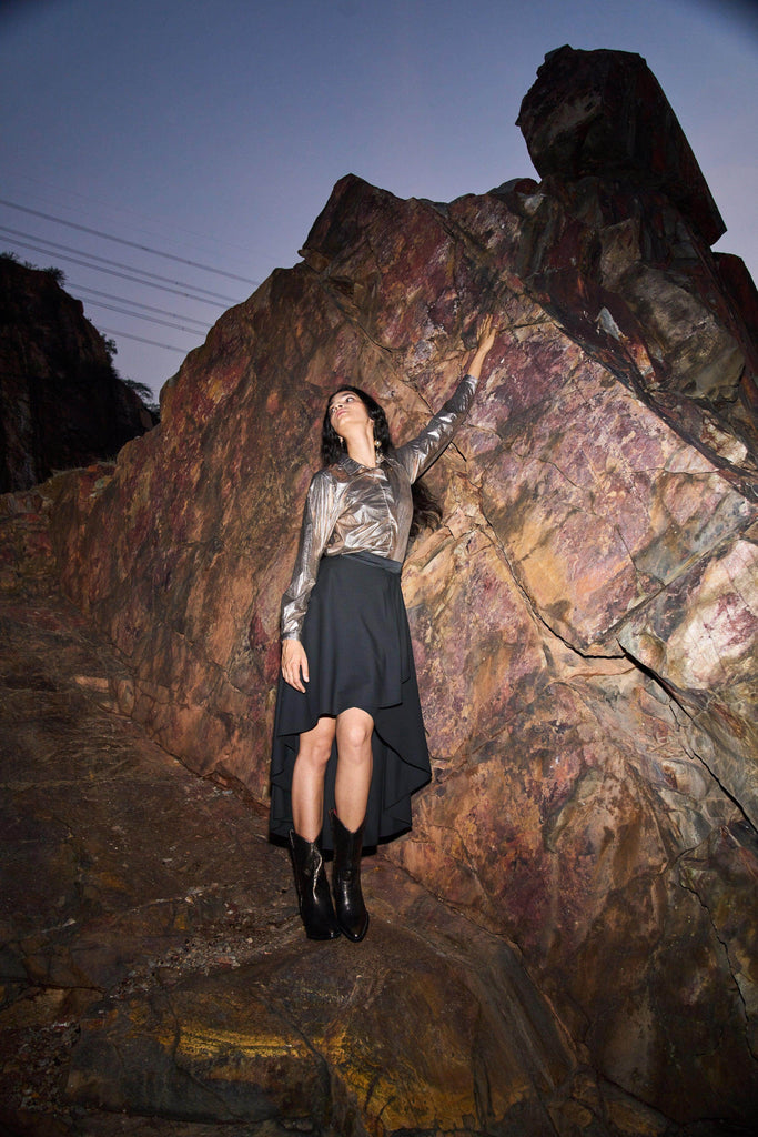 HIGH/LOW DRAPE SKIRT - dash and dot dash and dot