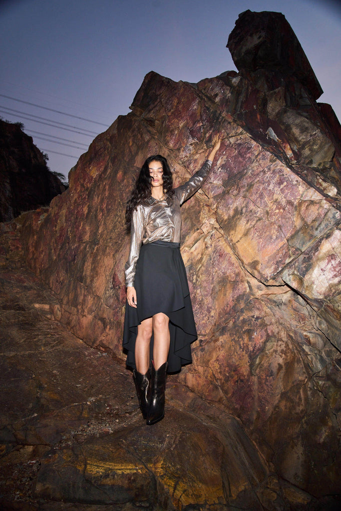 HIGH/LOW DRAPE SKIRT - dash and dot dash and dot