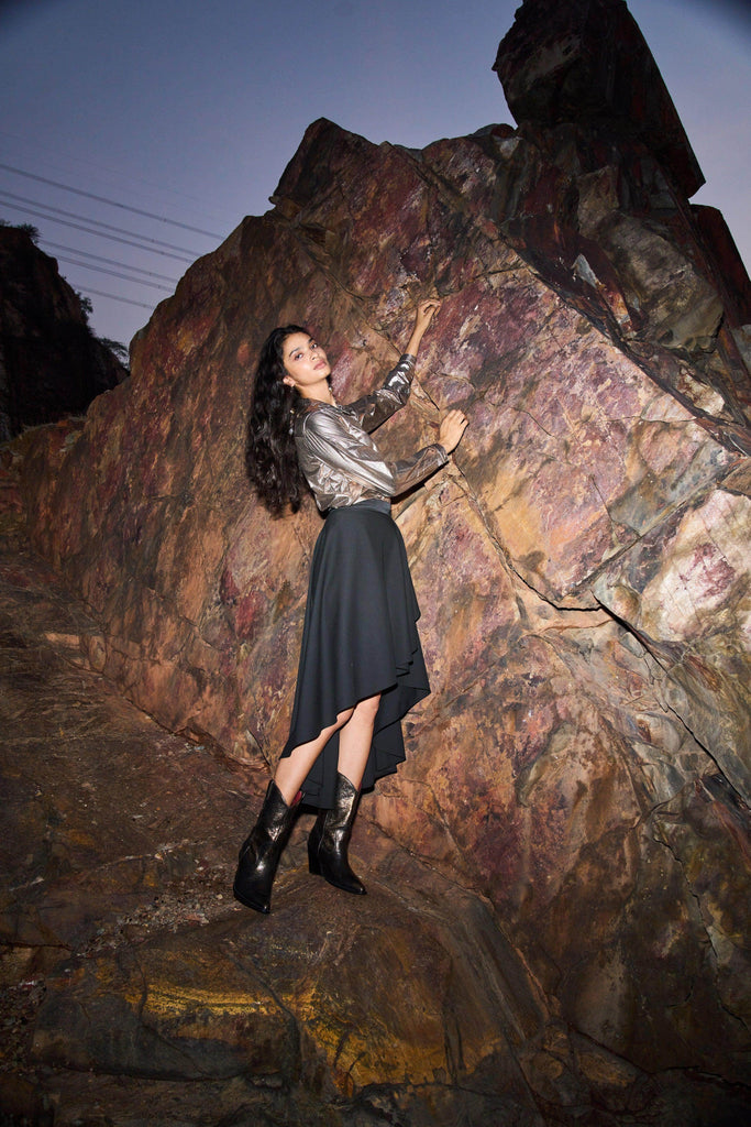 HIGH/LOW DRAPE SKIRT - dash and dot dash and dot