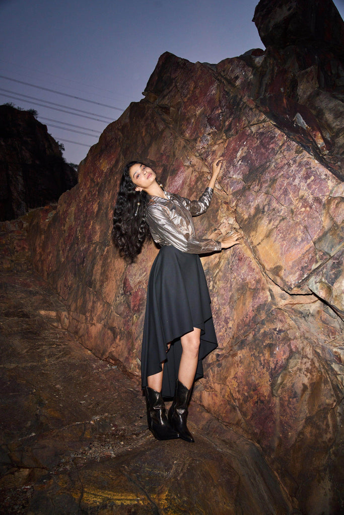 HIGH/LOW DRAPE SKIRT - dash and dot dash and dot