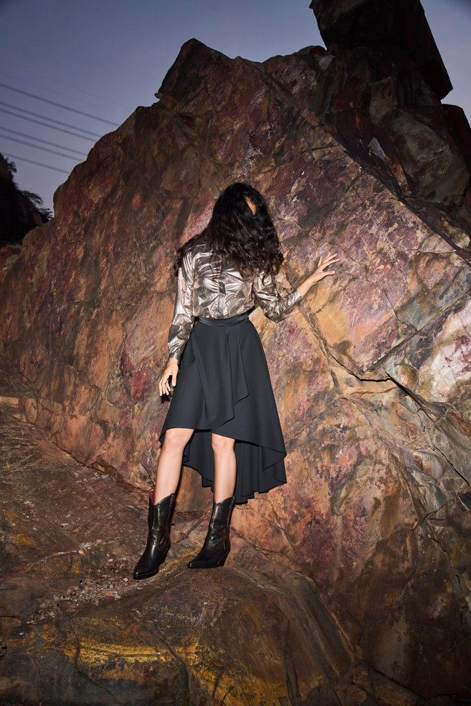 HIGH/LOW DRAPE SKIRT - dash and dot dash and dot