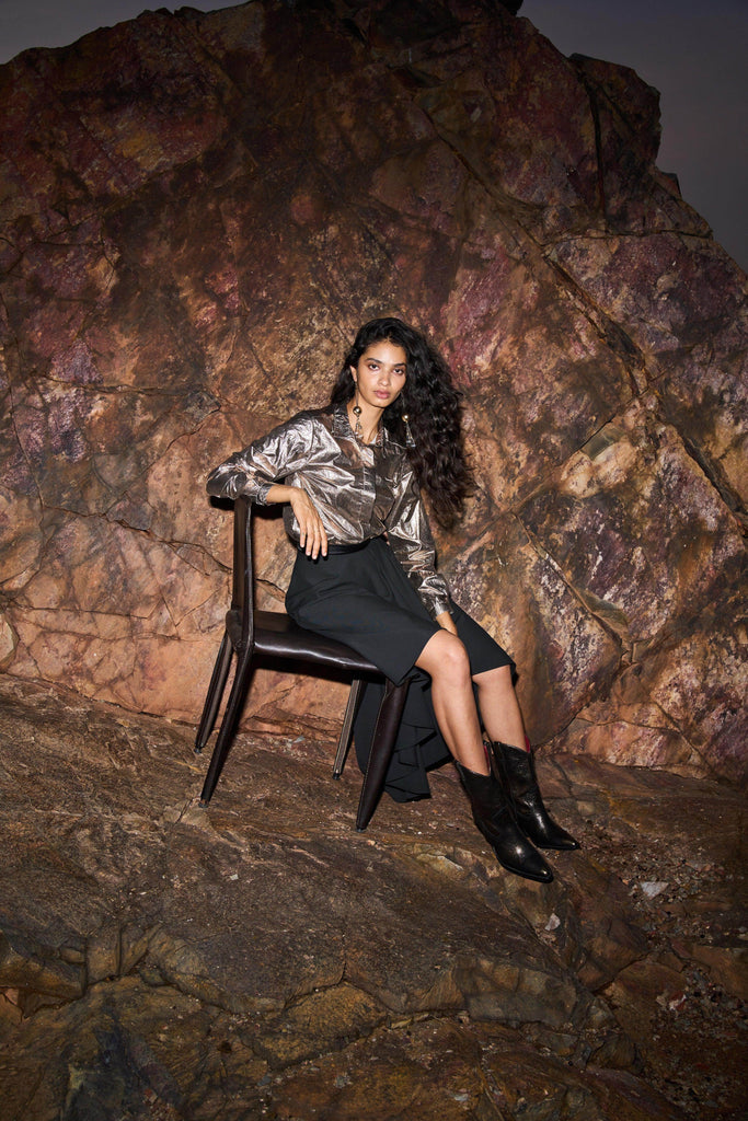 HIGH/LOW DRAPE SKIRT - dash and dot dash and dot