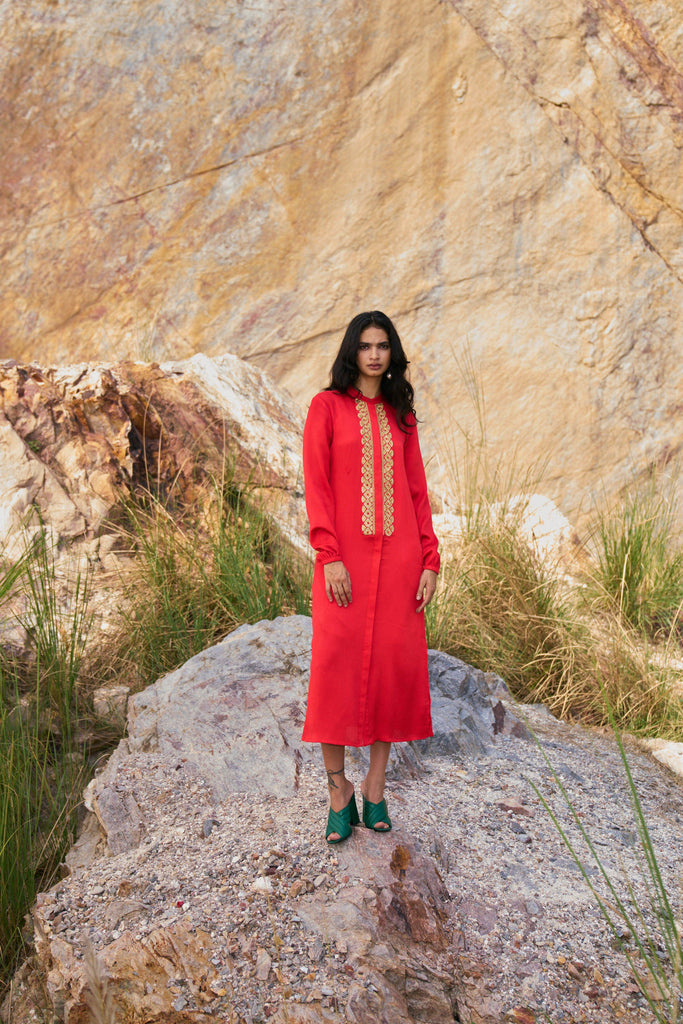 GOTA EMBROIDERED SHIRT DRESS - dash and dot dash and dot