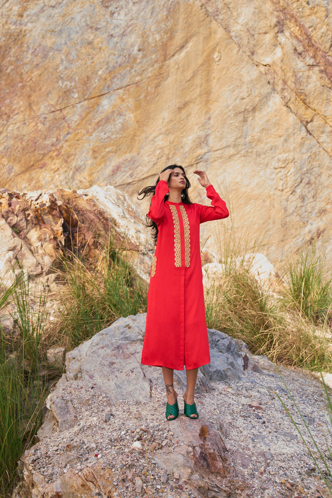 GOTA EMBROIDERED SHIRT DRESS - dash and dot dash and dot