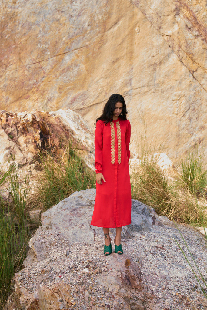 GOTA EMBROIDERED SHIRT DRESS - dash and dot dash and dot