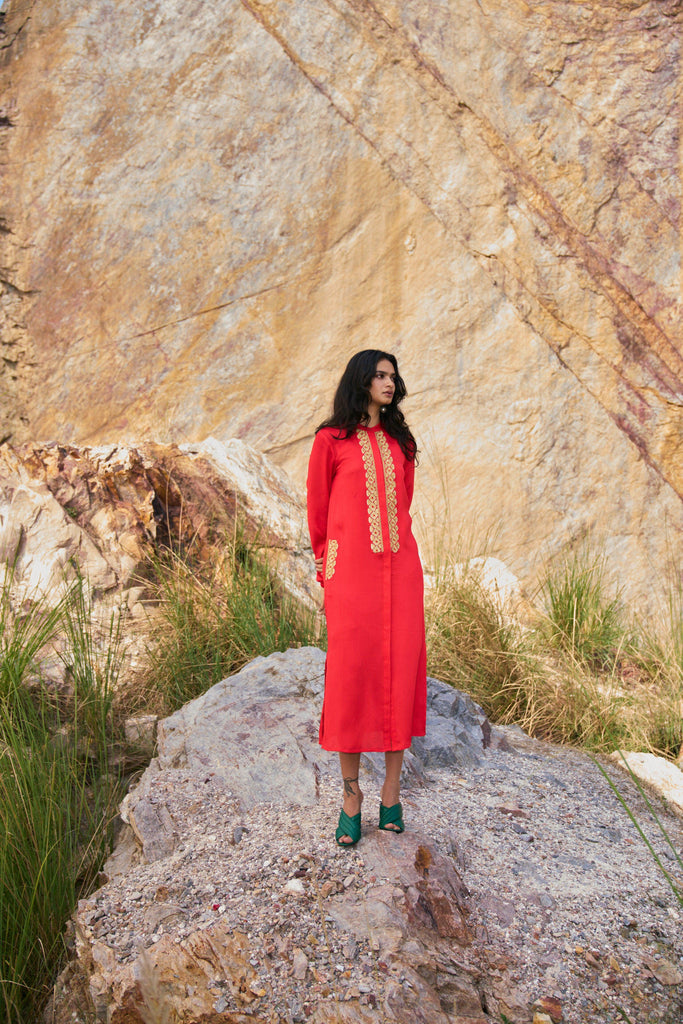 GOTA EMBROIDERED SHIRT DRESS - dash and dot dash and dot