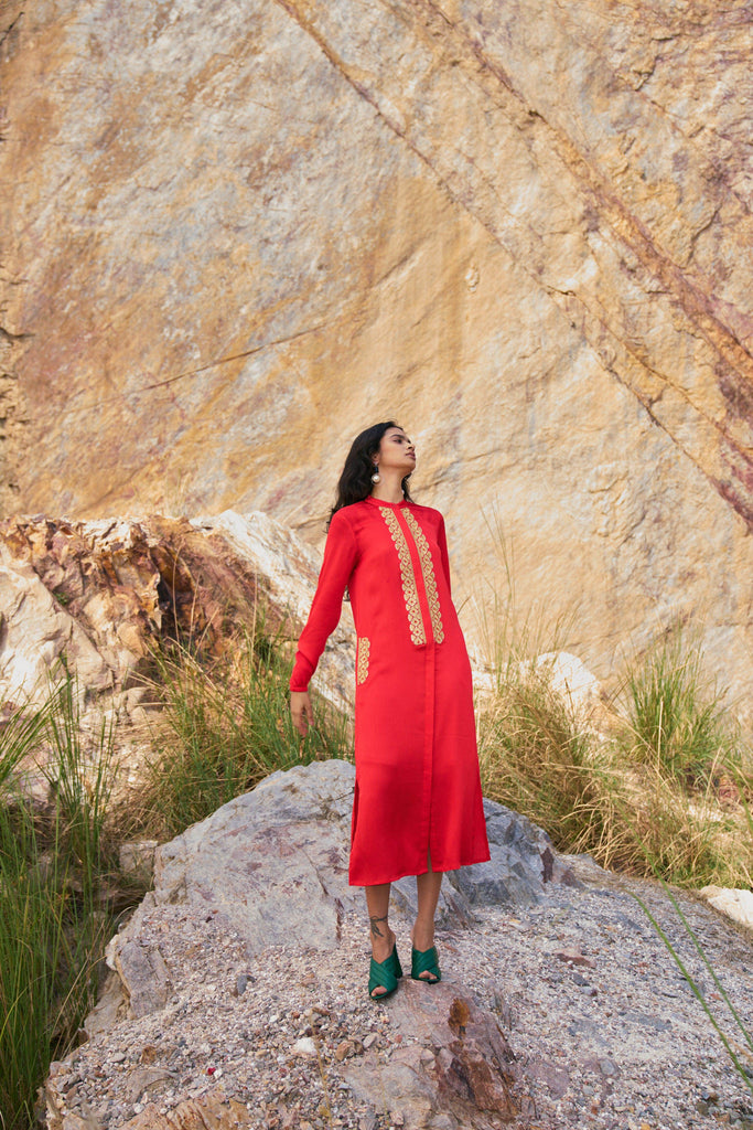 GOTA EMBROIDERED SHIRT DRESS - dash and dot dash and dot