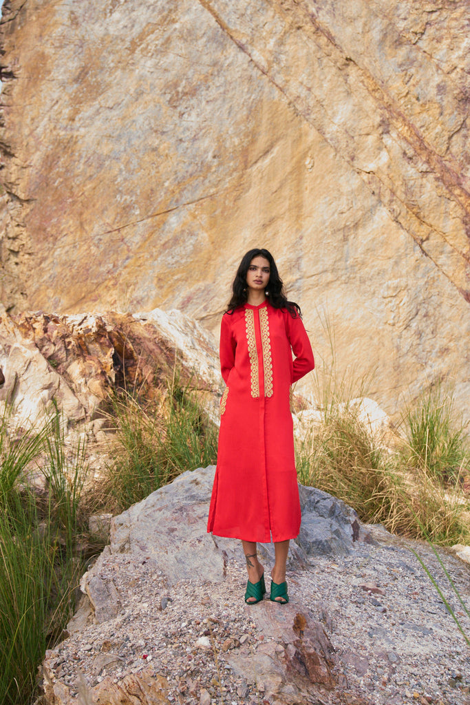 GOTA EMBROIDERED SHIRT DRESS - dash and dot dash and dot