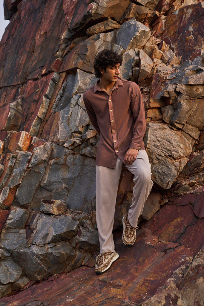 BEIGE PLEATED PANT - dash and dot dash and dot