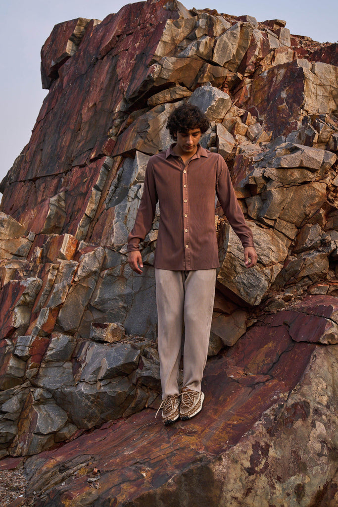 BROWN & BEIGE PLEAT SET - dash and dot dash and dot