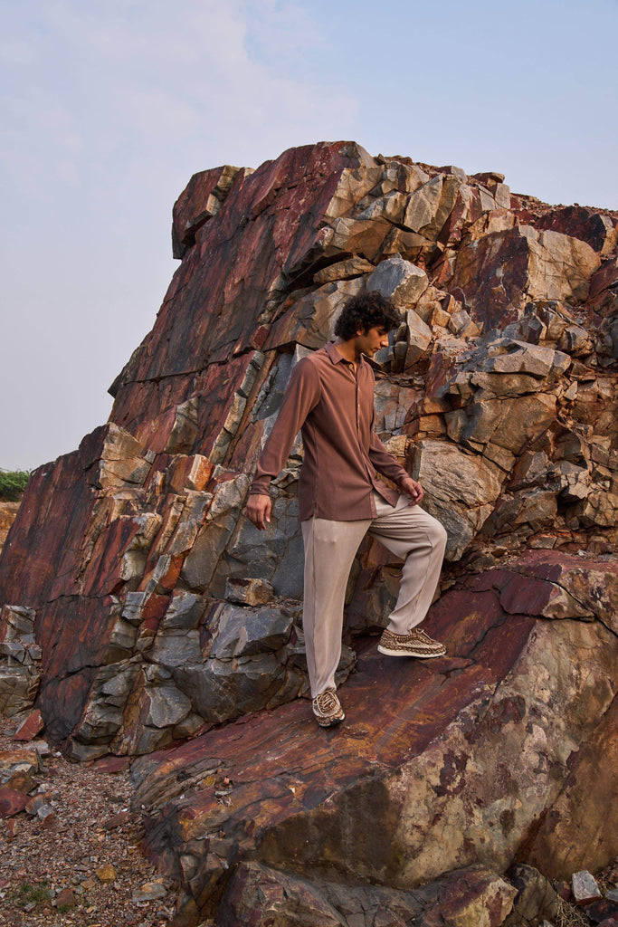 BROWN & BEIGE PLEAT SET - dash and dot dash and dot