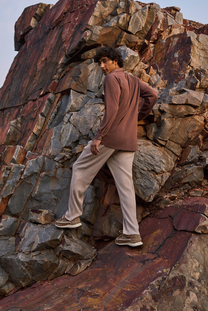 BEIGE PLEATED PANT - dash and dot dash and dot