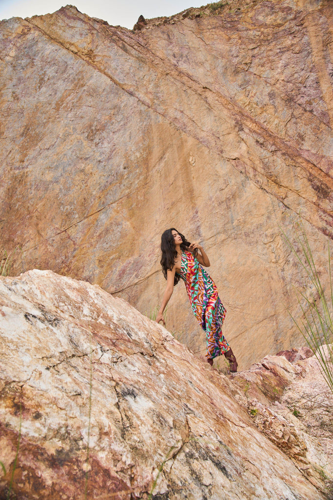 MULTICOLOUR MOTIF PRINTED DRESS - dash and dot dash and dot