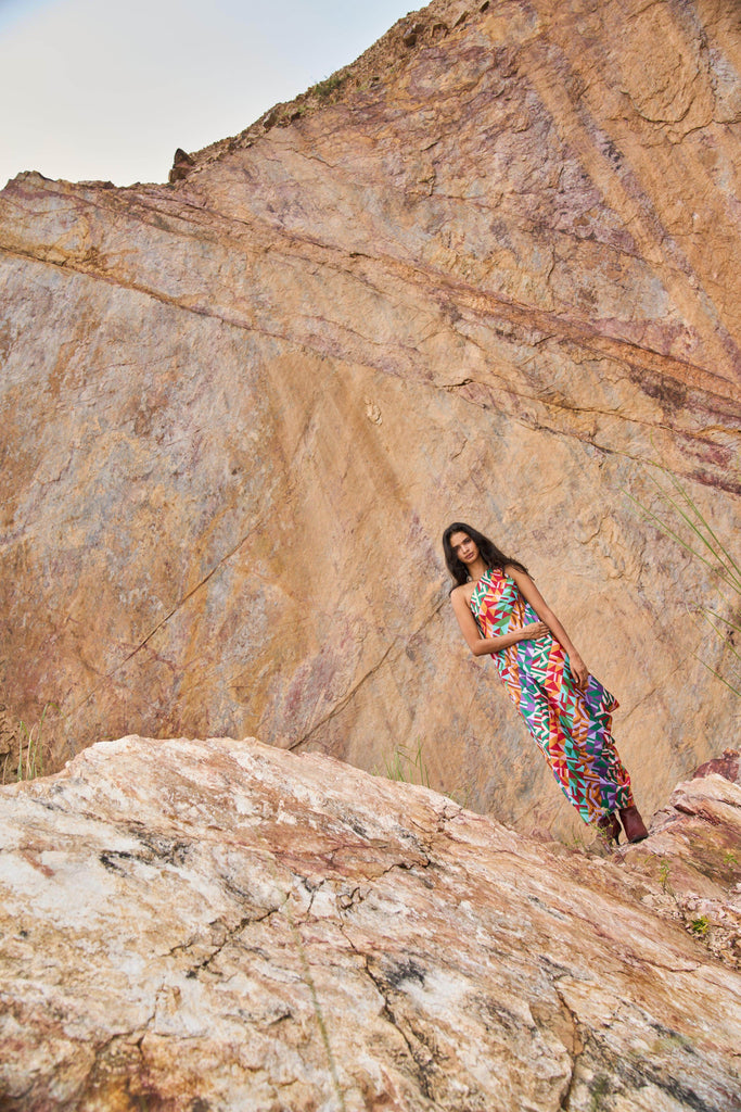 MULTICOLOUR MOTIF PRINTED DRESS - dash and dot dash and dot